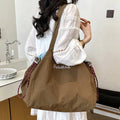 Women's Reversible Canvas Drawstring Shoulder Tote Bag