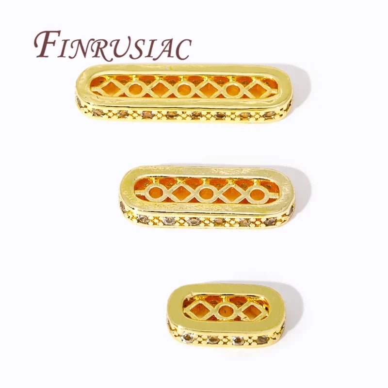 14K/18K Gold Plated Zircon Spacer Bar Beads – 3/5/7 Holes