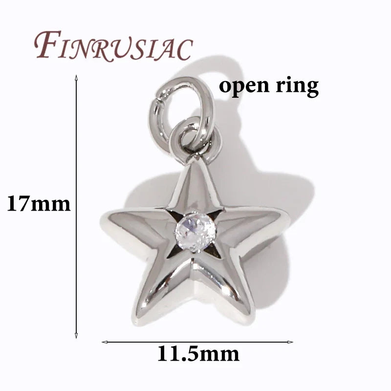 18K Gold Plated Star Charms – Brass Zircon DIY Jewelry Pendants