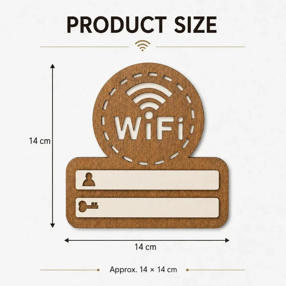 WiFi Password Wall Plaque – Self-Adhesive Wooden Sign + Pen