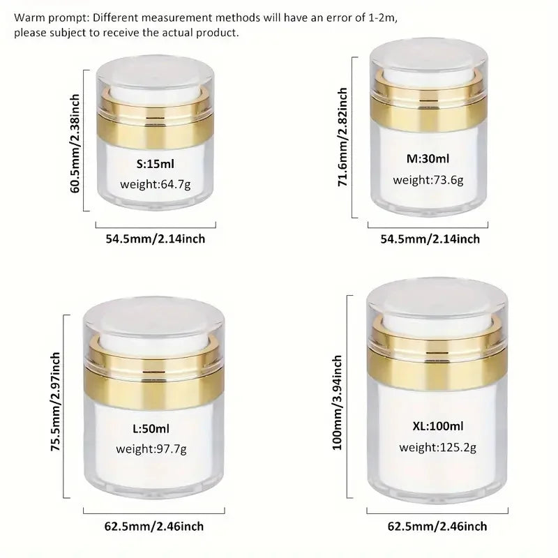 Airless Pump Jar Refillable Vacuum Bottle 15ml 30ml 50ml