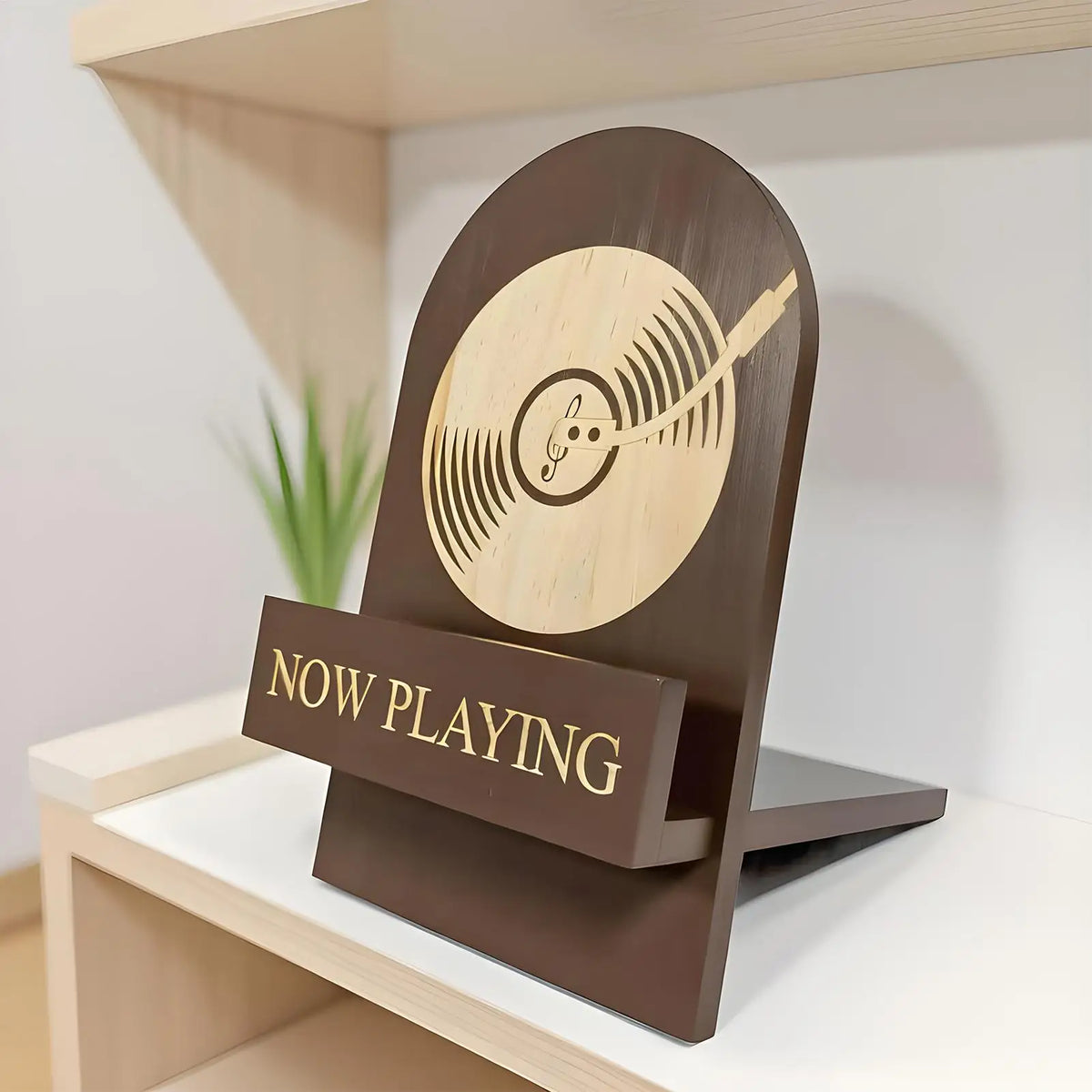 Wooden Vintage Vinyl Record Stand | Desktop Display Rack