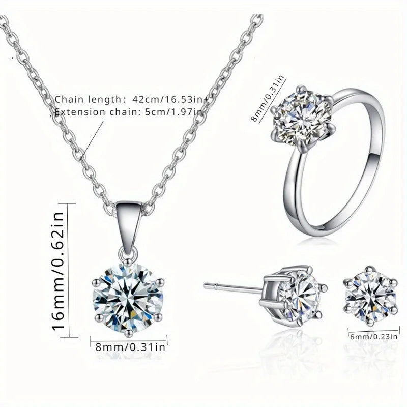3-Piece Bridal Jewelry Set – Zirconia Necklace, Earrings & Ring