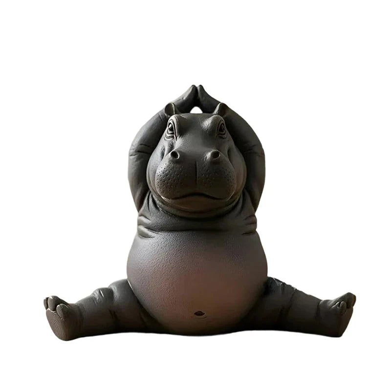 Yoga Hippo Statue – Handcrafted Resin Hippopotamus Figurine