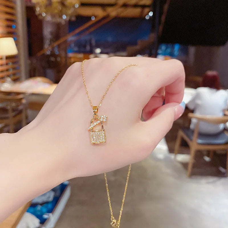 Women's Gold Micro-Paved Cubic Zirconia Pendant Necklace