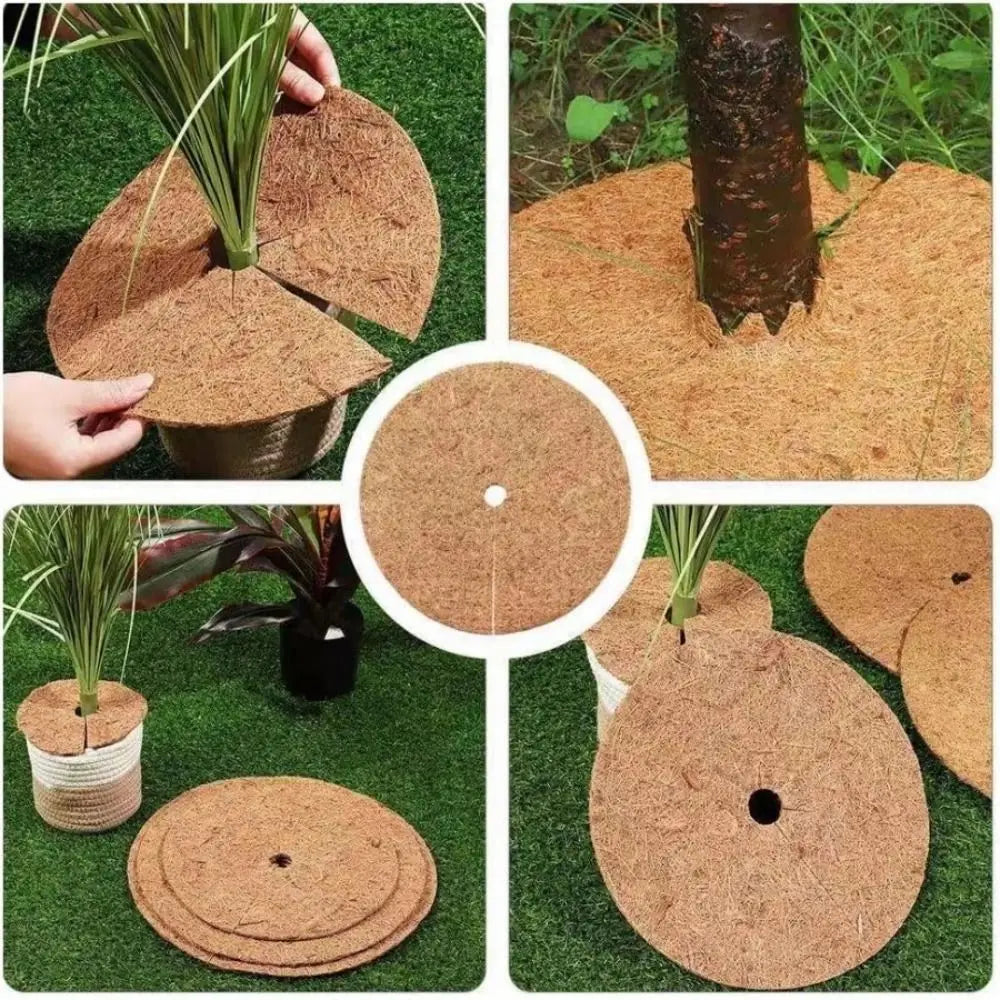 Natural Coconut Fiber Pot Mat – Weed Barrier Mulch Disc