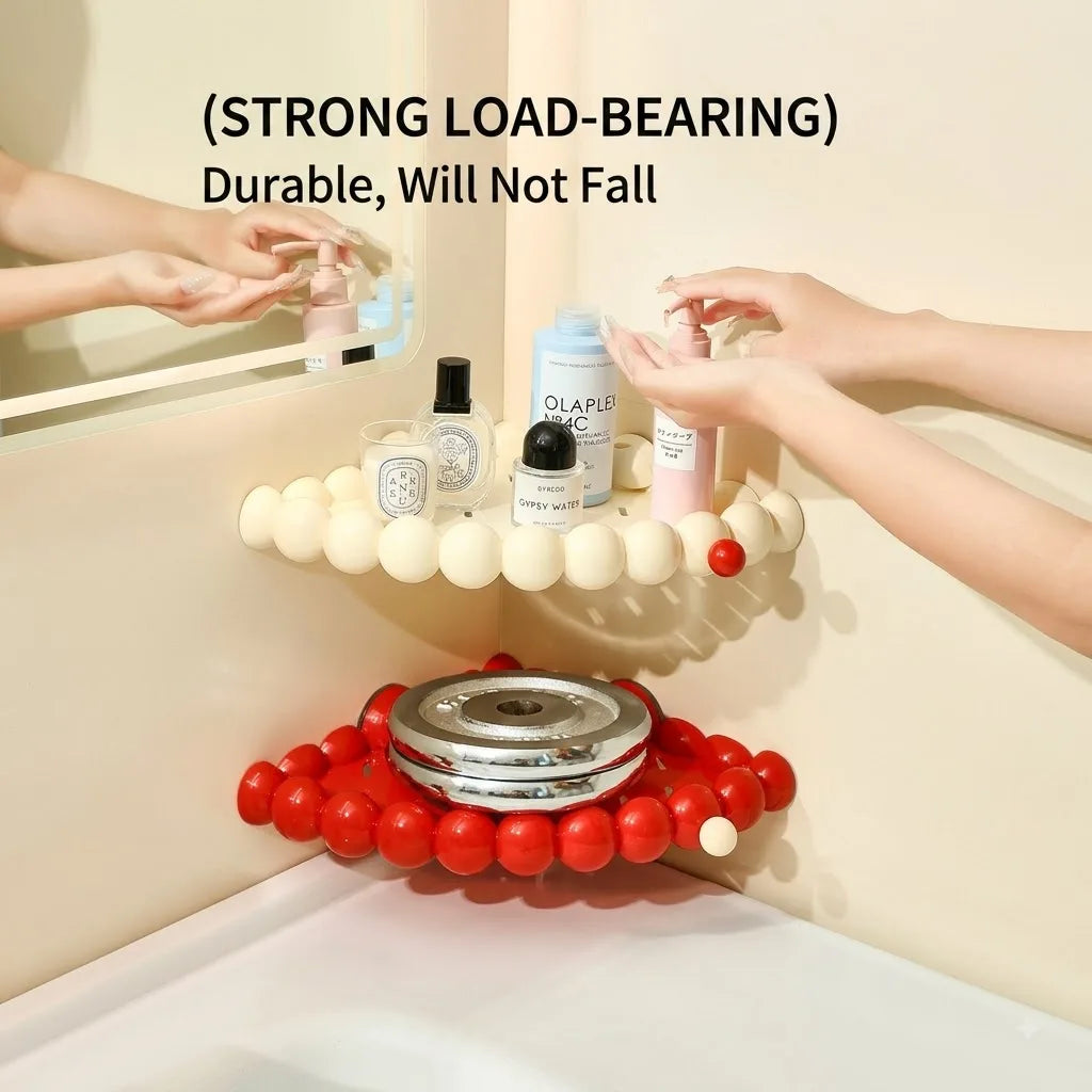 Suction Cup Bathroom Corner Shelf with Drain Holes & Hooks