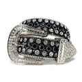 Women's Wide Rhinestone Belt – Luxury Faux Leather & Alloy Buckle