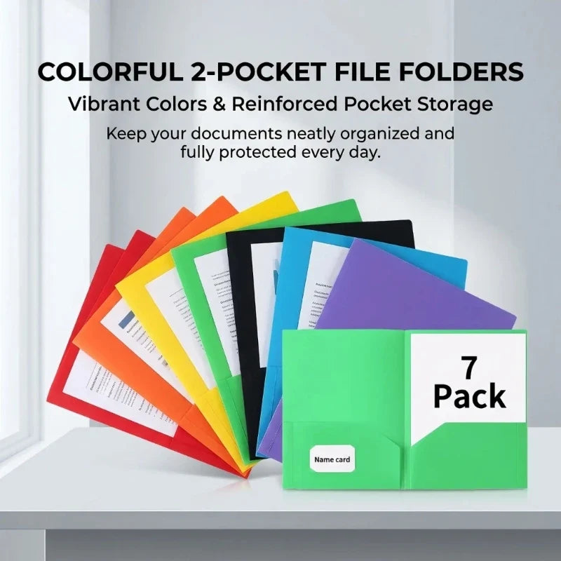 Two-Pocket Document Folders 7-Pack | A4 Assorted Colors
