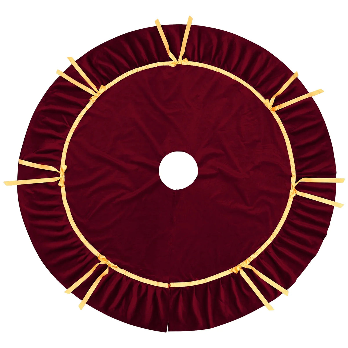 Large 84" Ruffled Velvet Christmas Tree Skirt – Indoor & Outdoor