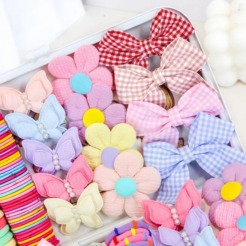 163-Piece Girls Colorful Bow Hair Accessories Set – Kids Hair Bands