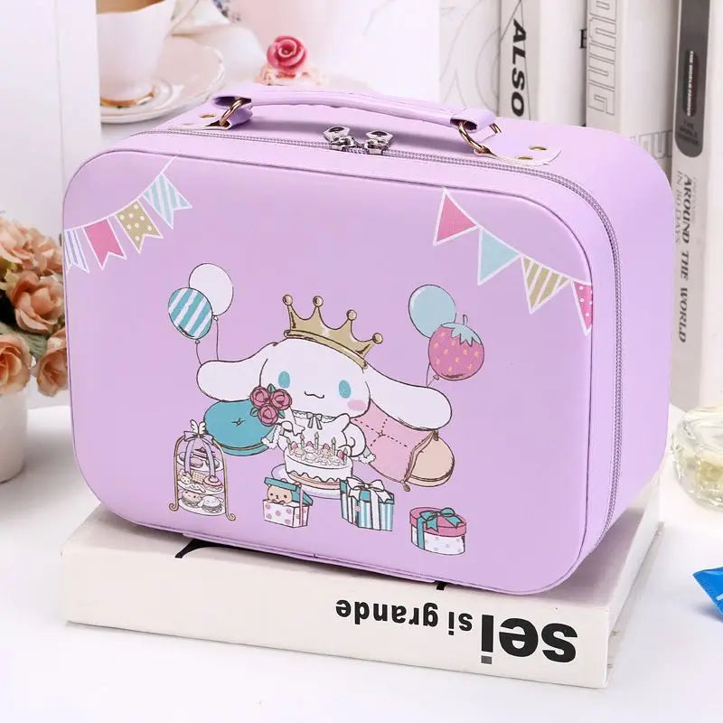 Sanrio Kawaii Makeup Bag with Mirror – Extra Large PU Leather