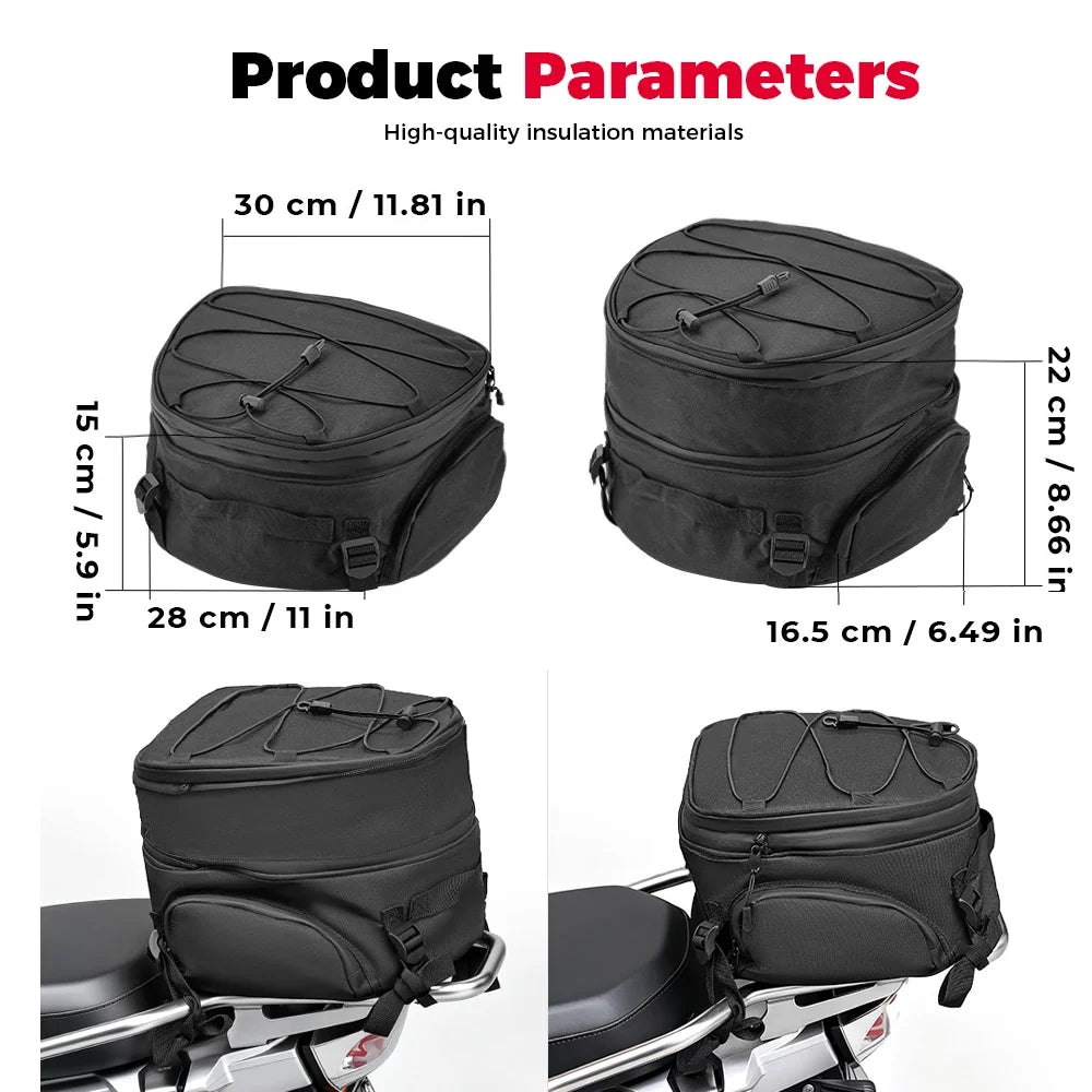 KEMIMOTO Motorcycle Tail Bag – Waterproof Expandable Rear Bag