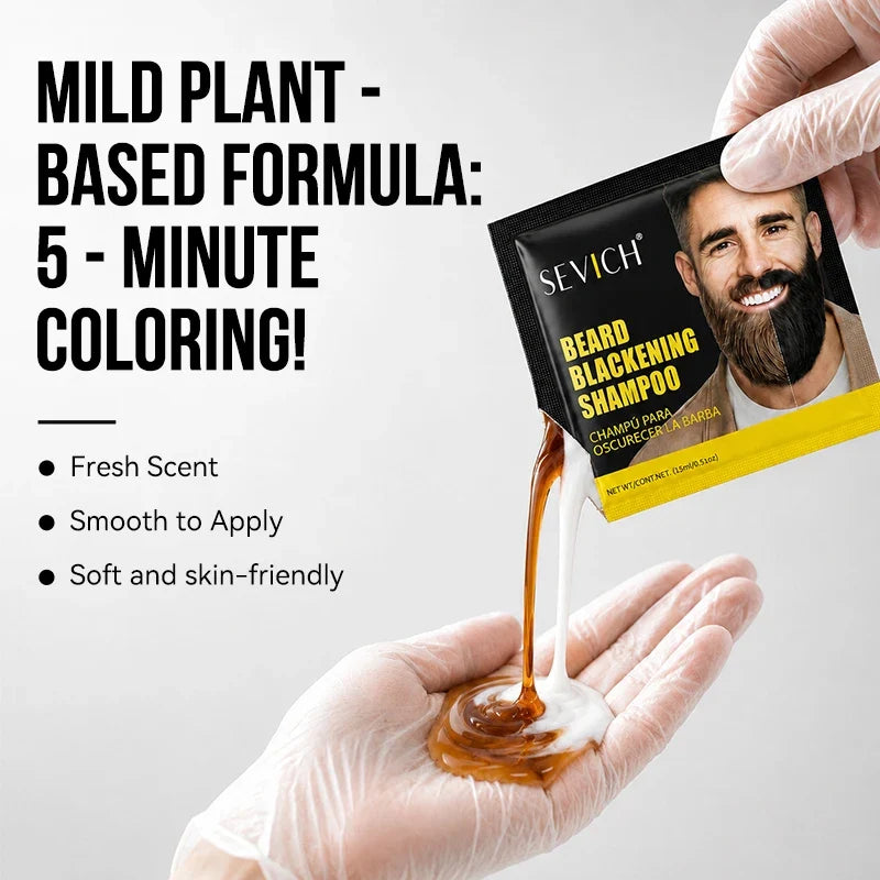 Sevich Black Beard Dye Shampoo – 5-Min Color for Men