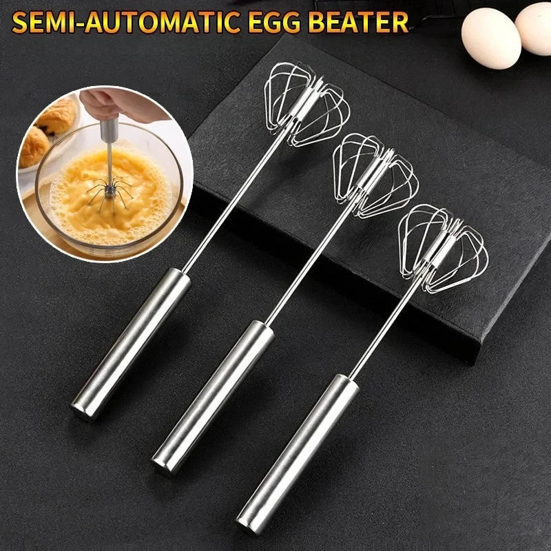 Semi-Automatic Manual Egg Beater Stainless Steel Cream Mixer