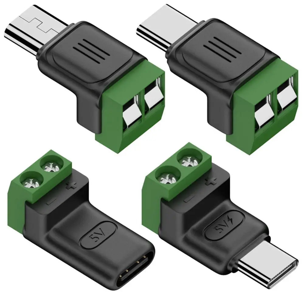 Solderless USB-C to 2-Pin Terminal Block Adapter 5V Screw Type