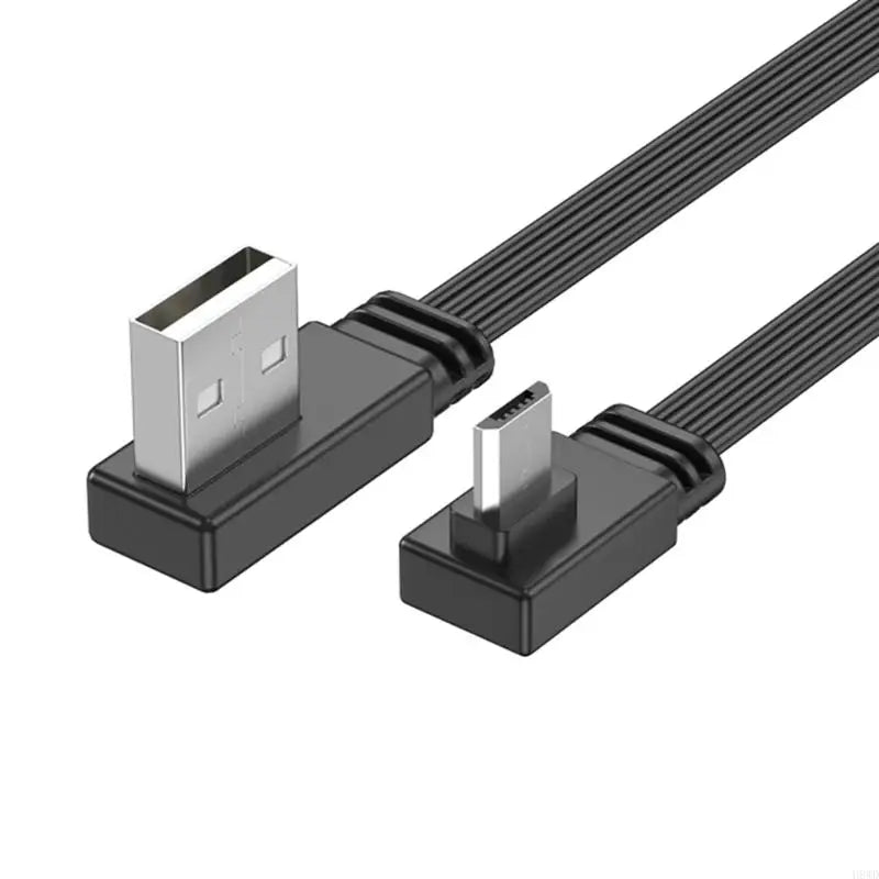 90° Dual Elbow USB-A to Micro USB Flat Silicone Cable 30cm