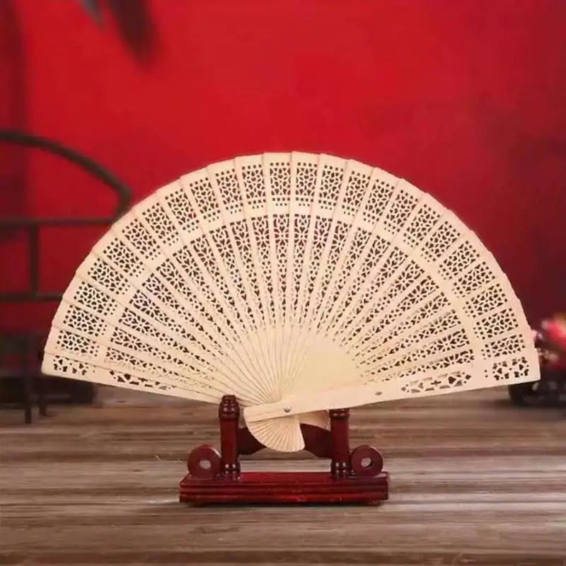 Hollow-Carved Wood Folding Fan – Wedding Favor & Home Décor