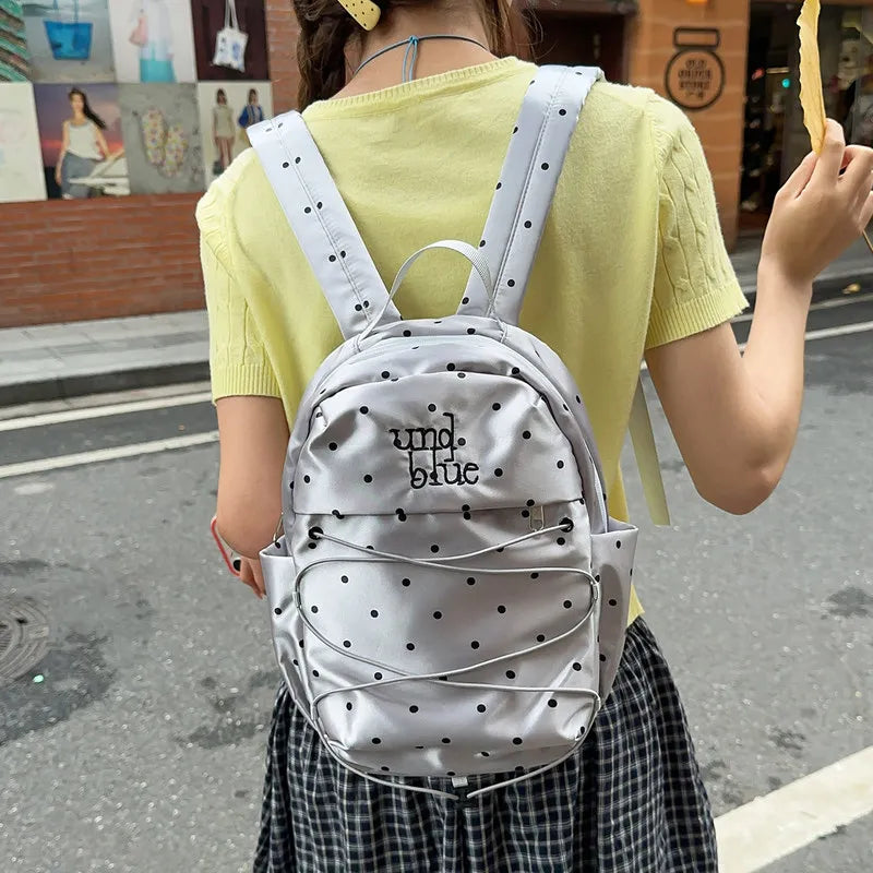 Korean Polka Dot Mini Backpack for Women – Stylish Commuter Bag