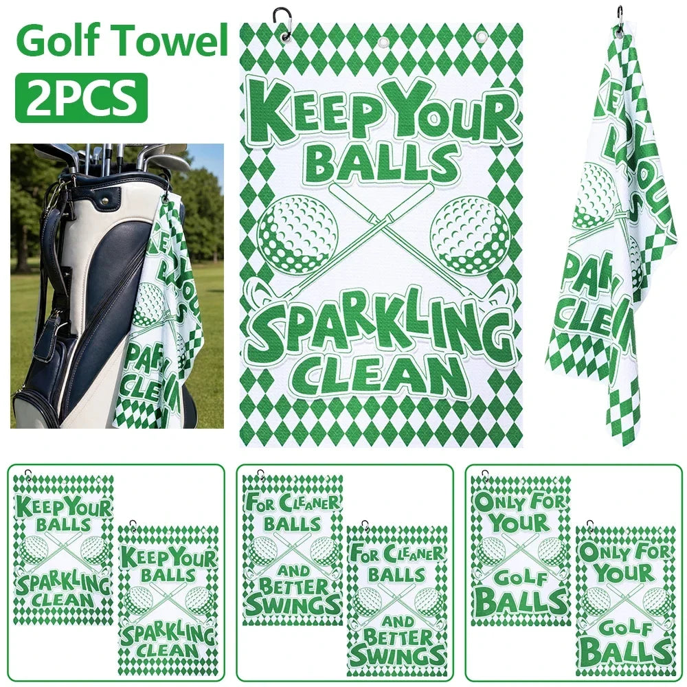2-Pack Microfiber Golf Towels with Clip – Waffle Weave 16x24"