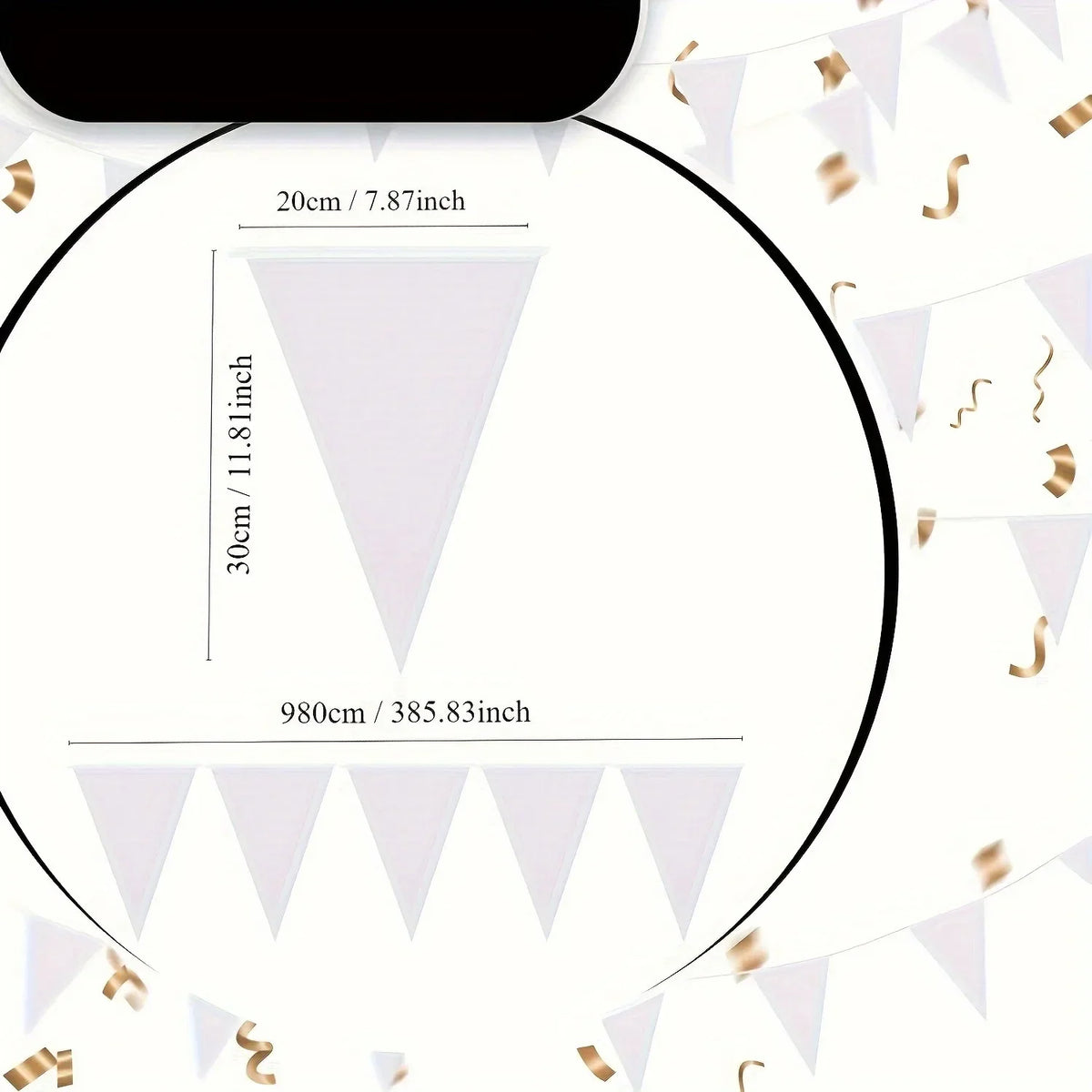 White Triangle Bunting Flag Garland 10m – Party & Wedding
