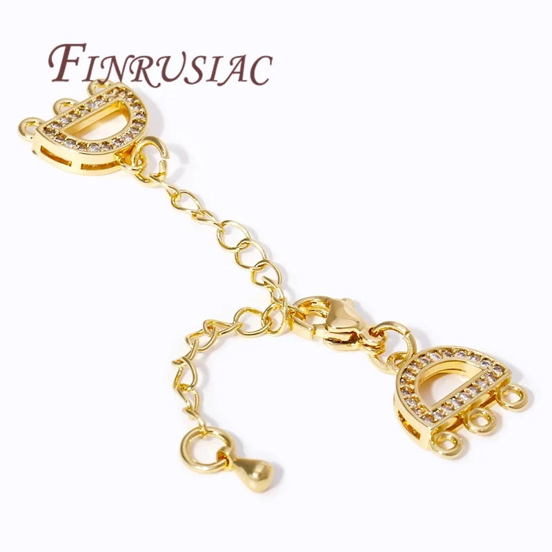 18K Gold Plated Zircon Lobster Clasp Extension Chain DIY Set