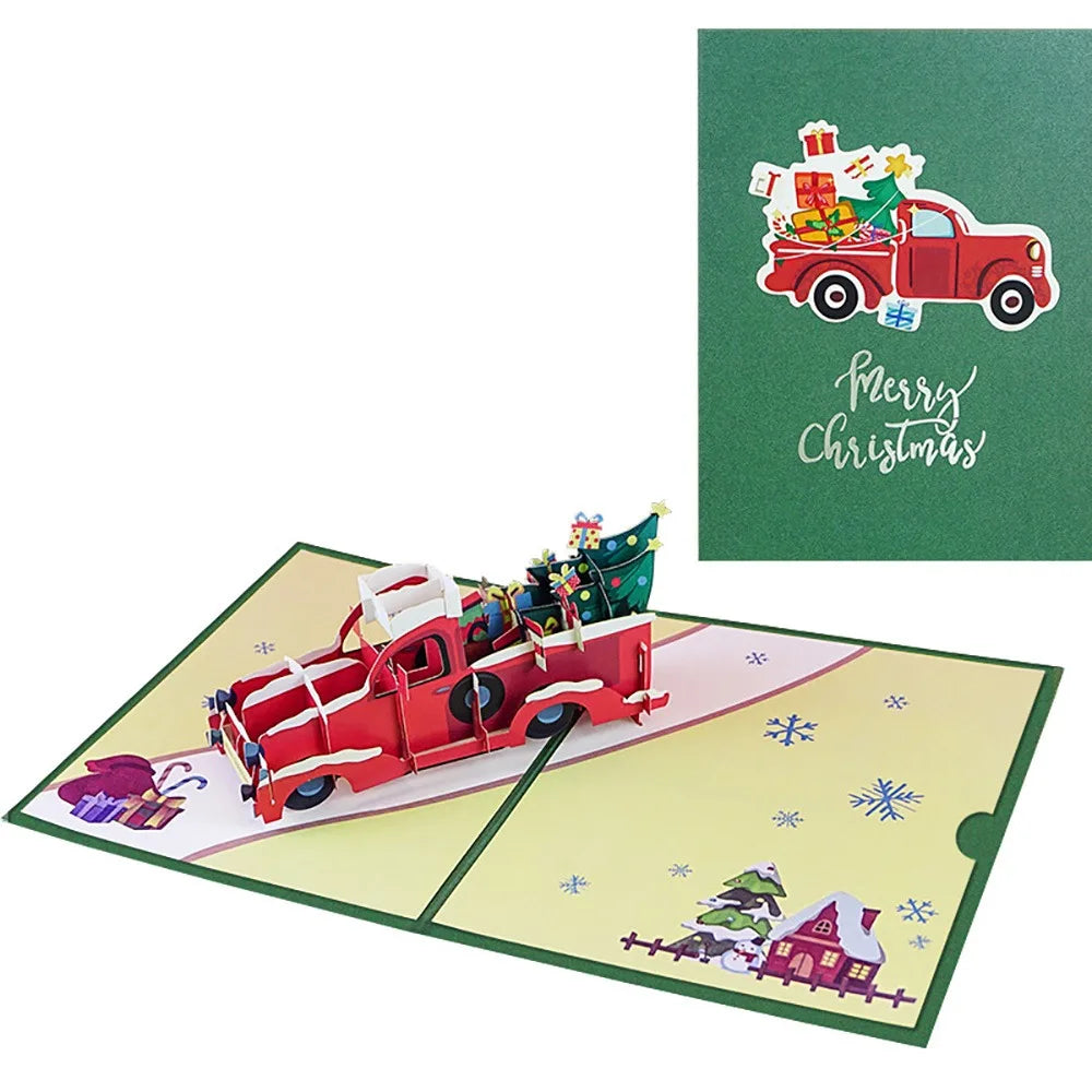 3D Pop-Up Christmas Cards with Envelope – Cartoon Santa