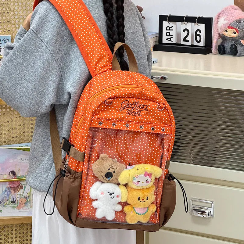 Cute Cartoon Transparent Window Backpack – Girls School Bag