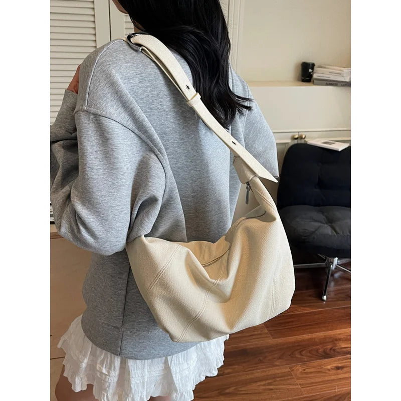 Nixie Denim Crossbody Dumpling Bag – Large Capacity Hobo