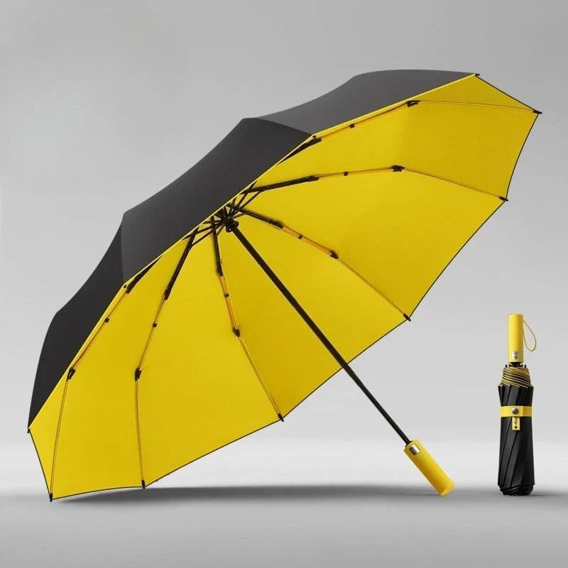 Windproof Auto Folding Umbrella – 10-Rib UV Protection Unisex