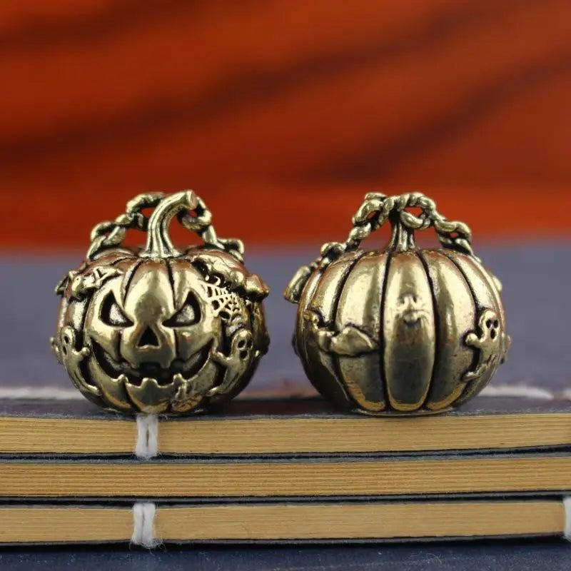 Vintage Brass Halloween Pumpkin Pendant – DIY Jewelry Charm
