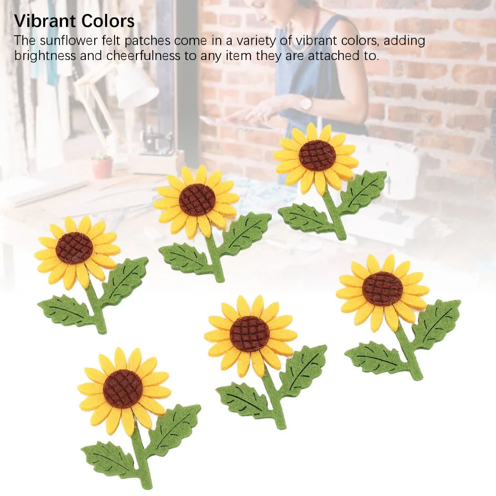 18pcs 3D Sunflower Felt Patches for DIY Sewing & Crafts