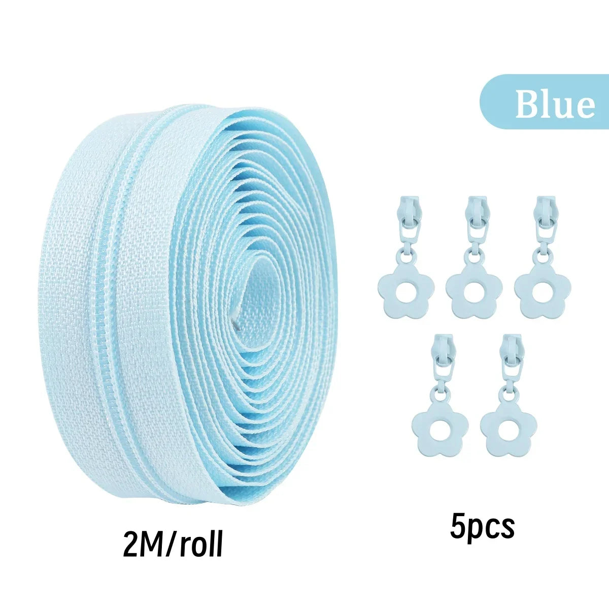 Nylon Zipper Set with Floral Pulls – 2M DIY Repair Kit