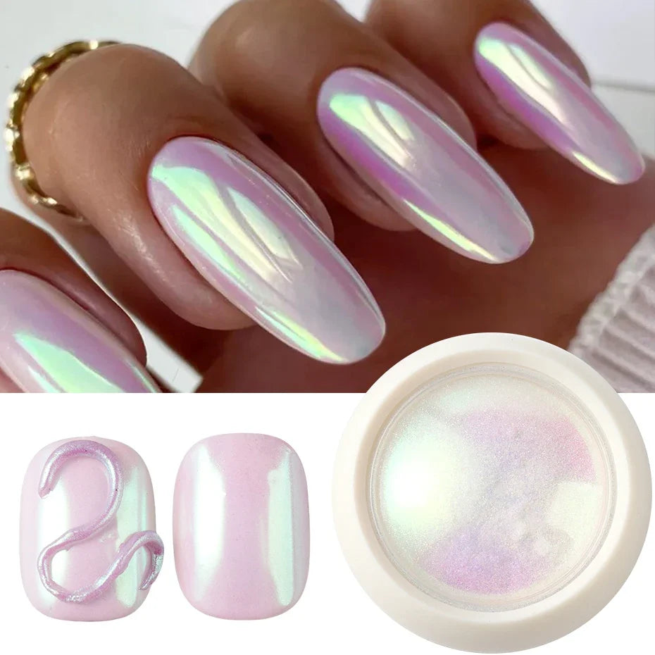 Mermaid Chrome Nail Powder – Aurora Mirror Pigment Set 2 Boxes