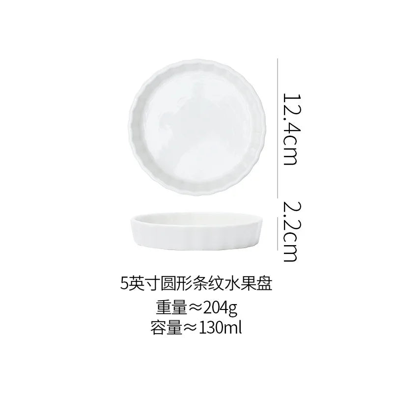 White Ceramic Round Stripe Pizza Baking Tray – 18cm