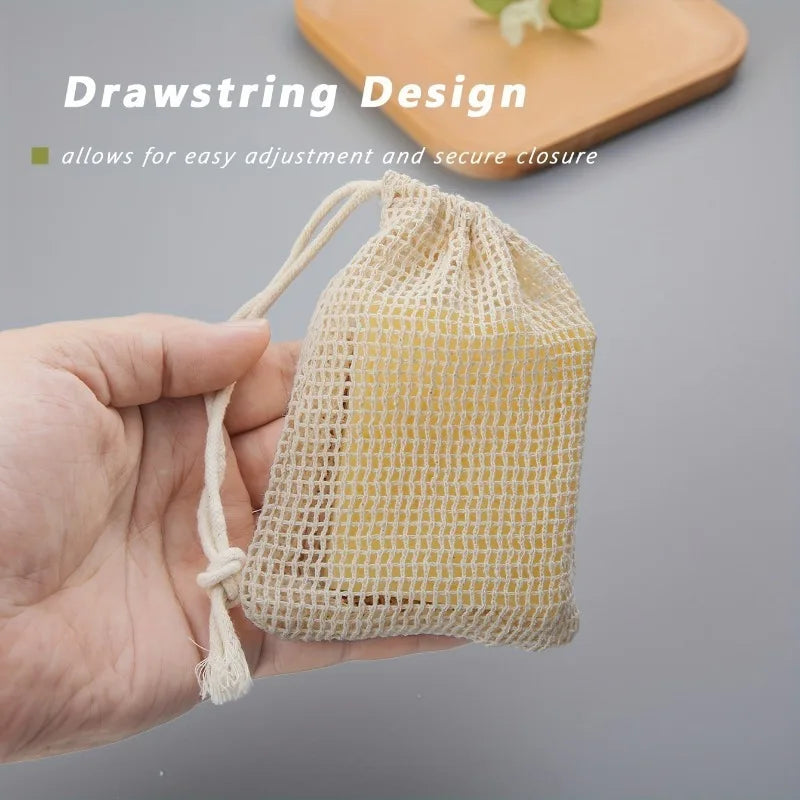 Natural Cotton Mesh Soap Saver Bag – Eco-Friendly Lather Pouch