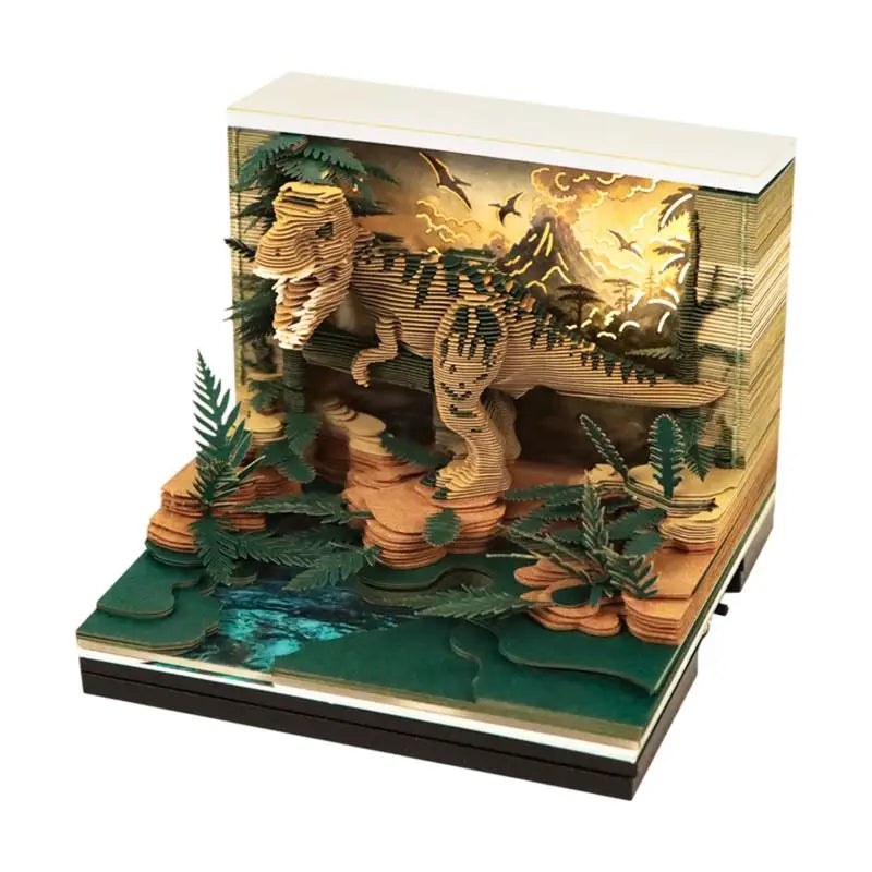 2027 LED Desk Calendar – 3D Paper Carving Art Tear-Away Notepad