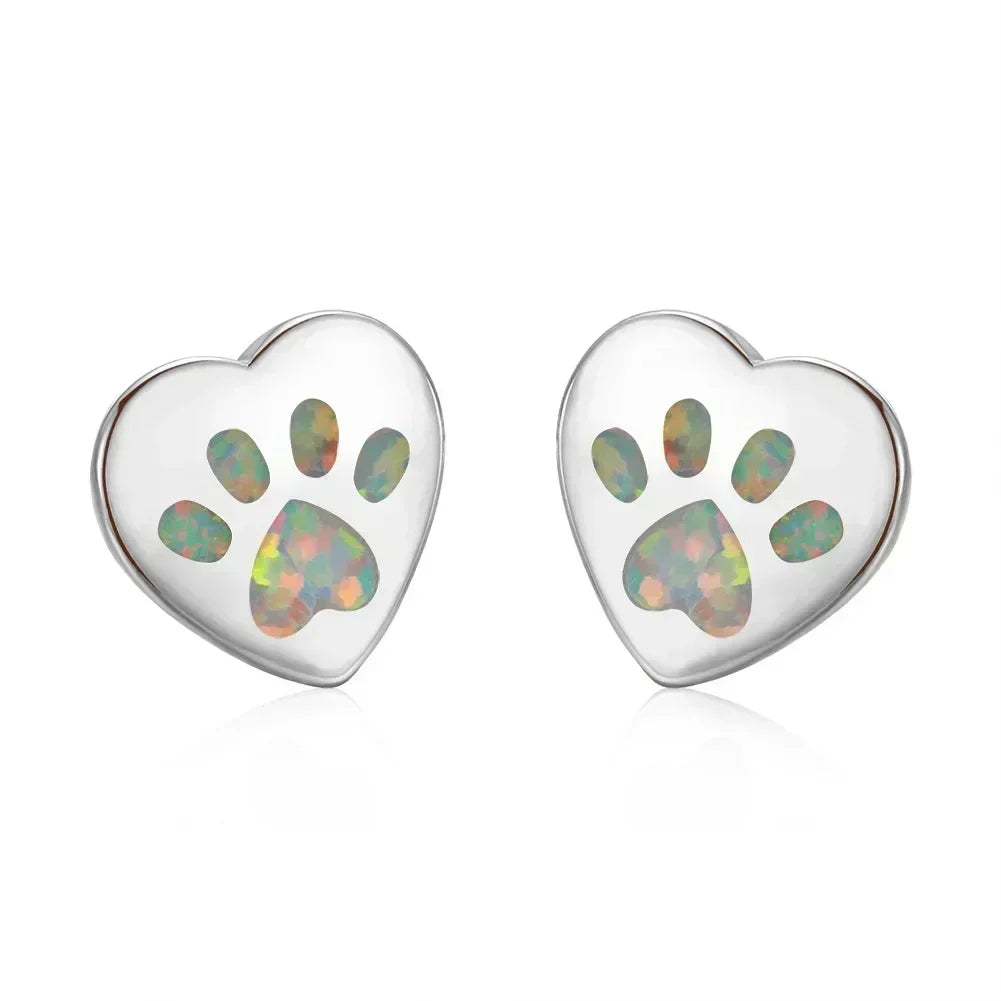 White Simulated Opal Heart Drop Earrings | Zinc Alloy Fashion
