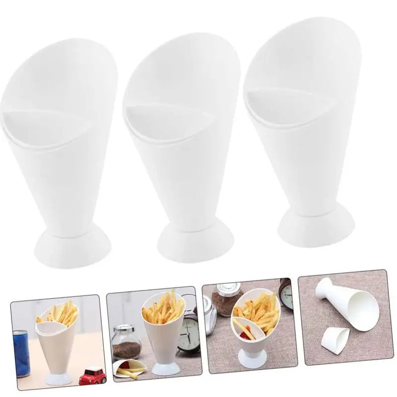 Dual-Cup Fries Holder & Sauce Dip Stand | Snack Cone Tray