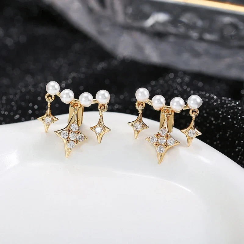 Wireless Earbud Charms – White Beads & Faceted Dangles Pair