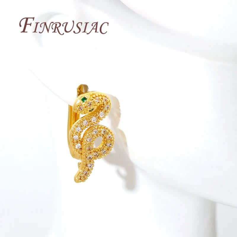 18K Gold Plated Zircon Snake Earring Hooks & Clasps | DIY