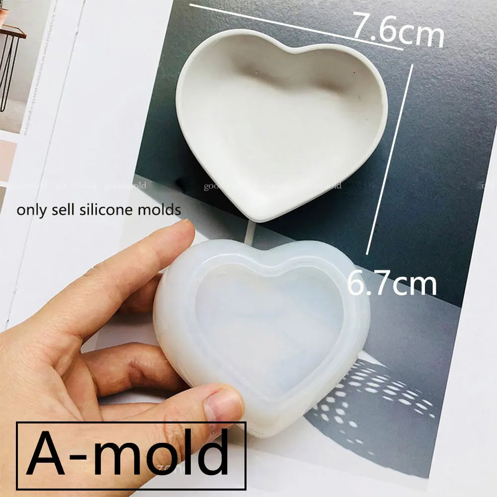 Silicone Jewelry Dish Mold – Heart, Square & Oval Ring Trays