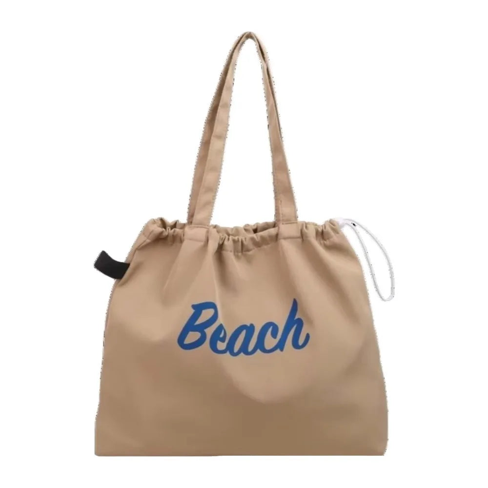 Women's Large Canvas Tote Bag – Letter Print Shoulder Handbag