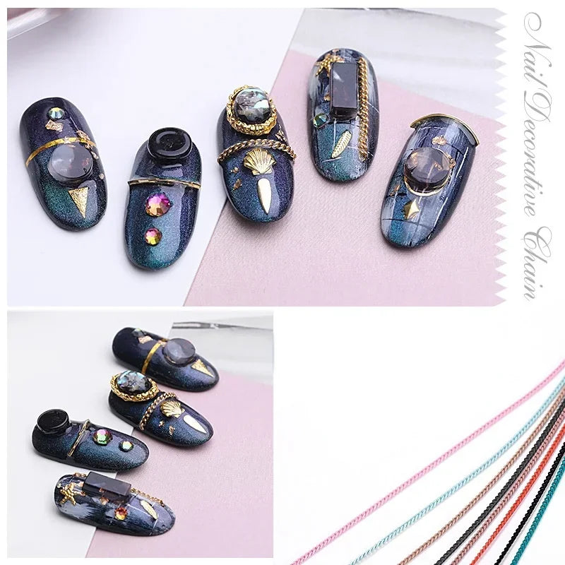 3D Metal Chain Tassel Nail Art Decorations – 6-Grid Pack