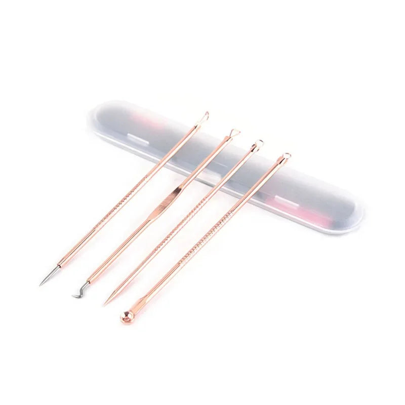 4Pcs Stainless Steel Blackhead Extractor Pore Cleansing Tool Set