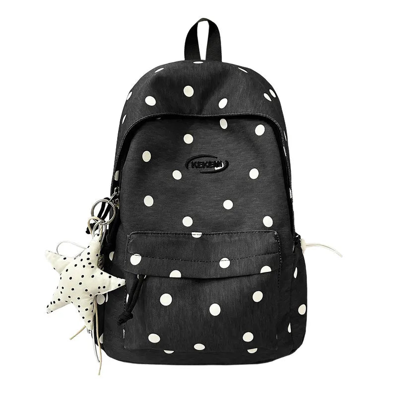 Korean Star Polka Dot Backpack – Large Capacity Women's School Bag