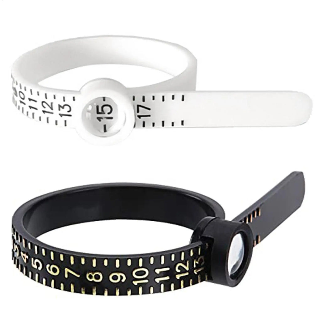 Ring Sizer Finger Gauge Ruler – US Sizes 1–17 with Magnifier