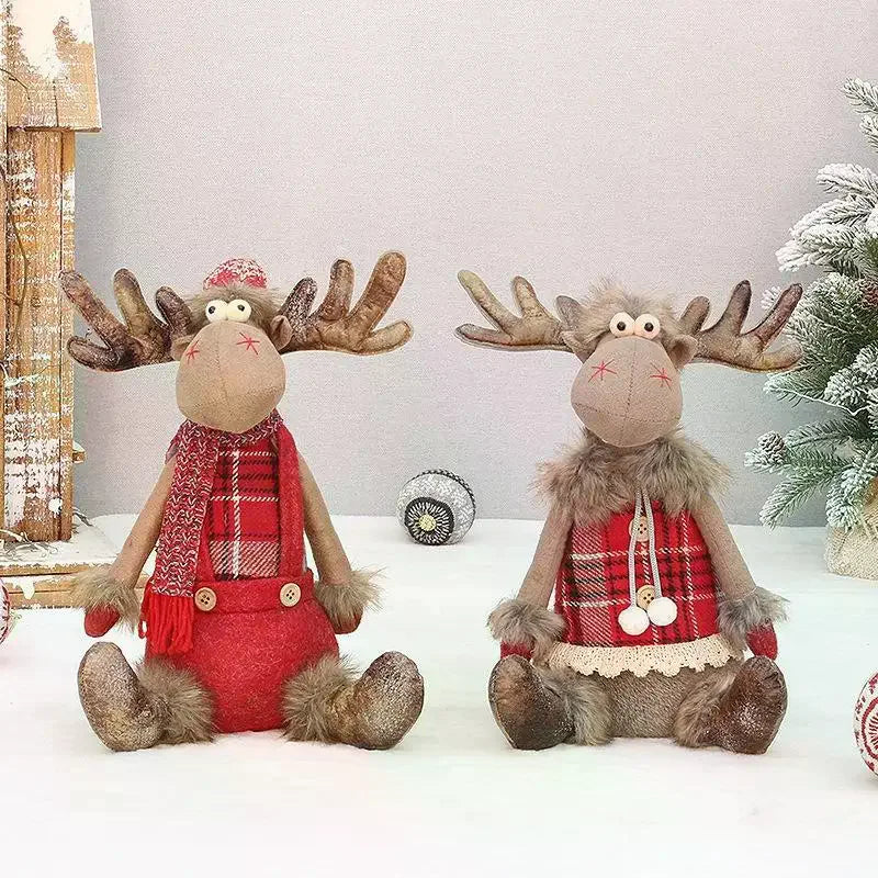 Christmas Elk Plush Doll Ornament 45cm – Festive Reindeer Decor