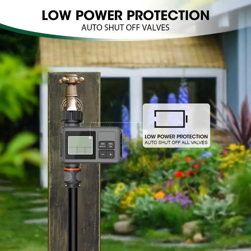 Automatic Garden Water Timer IPX7 LCD Irrigation Scheduler