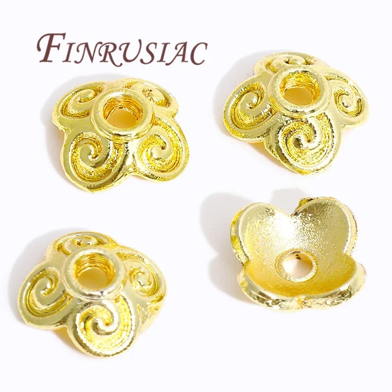 18K/14K Gold Plated Filigree Flower Bead Caps – Jewelry Making